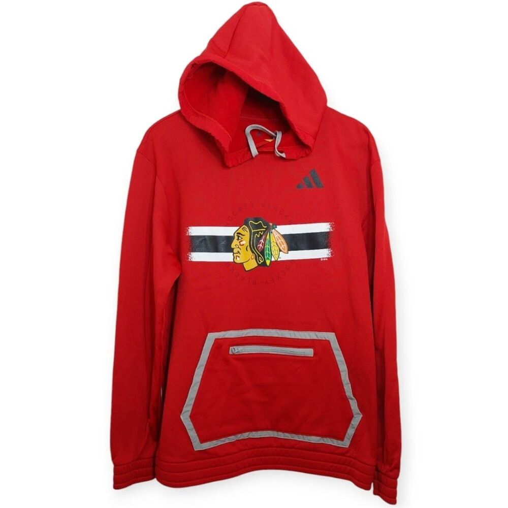 NHL Chicago Blackhawks Hockey Men's Team Hoodie Red Size Medium Pullover Top